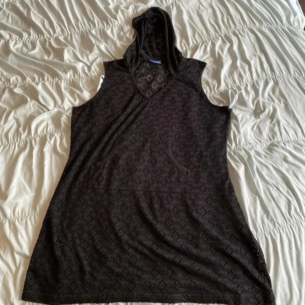 California Cover Black Bathing Suit Cover Up Large Hooded Beach Vacation summer